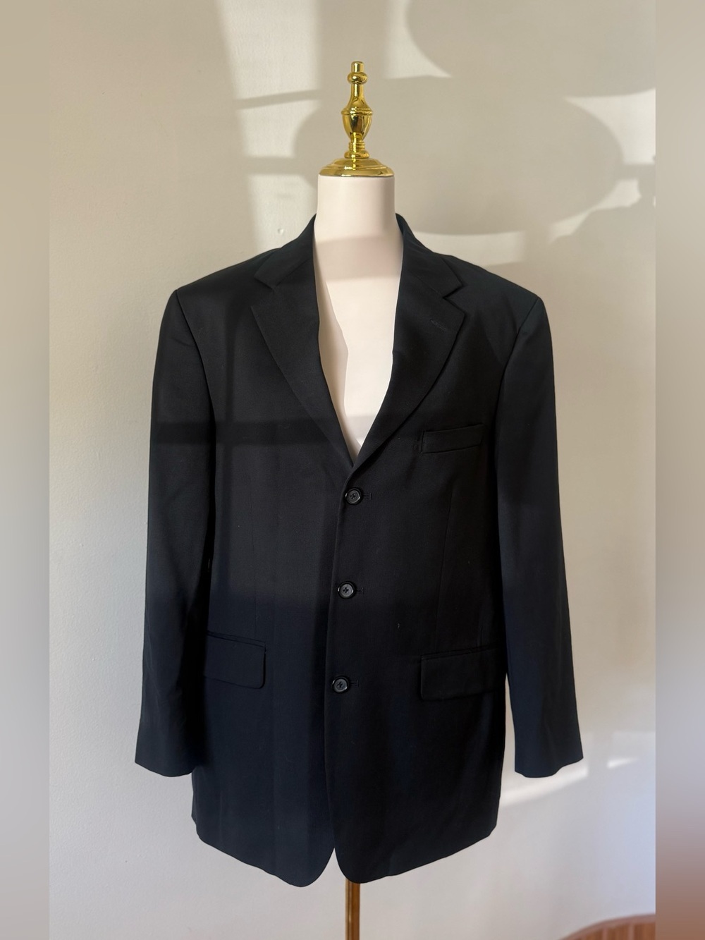 Stafford Men Coat Blazer Black Size 40R Vintage 100% Wool